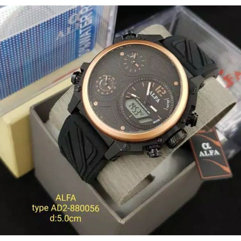 (Bisa cod) Jam Tangan ALFA Fourtime 4time (3Analog + 1Digital) Original 8005