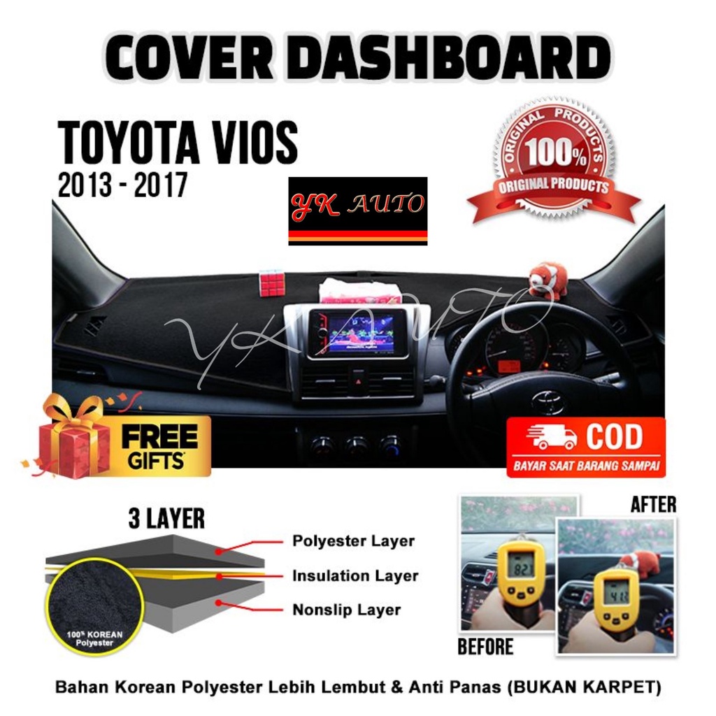 Cover Dashboard Premium Toyota Vios Gen3 Cover Dasboard Vios Gen3 Dasbor Dasbord YK AUTO
