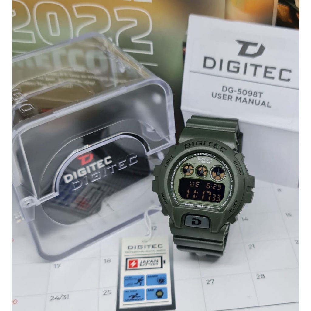 Jam Tangan Pria Digitec DG 5098 Digitec 5098 Original Tahan Air Tali Rubber