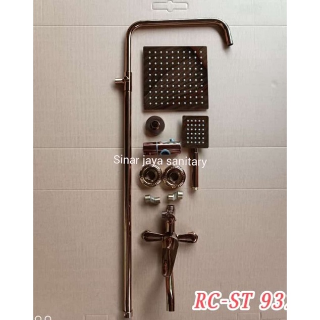 Kran tiang shower kotak Gold stainless / Shower tiang stainless Gold