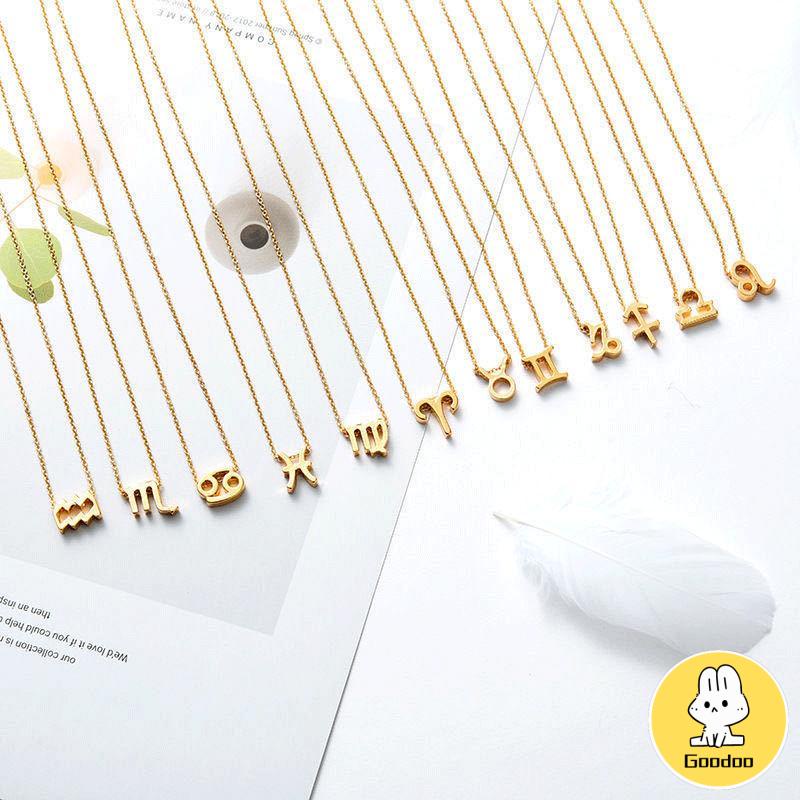 12 Zodiac Sign Constellation Pendant Kalung Untuk Wanita Pria Kalung Perhiasan Fashion Hadiah Ulang Tahun Pabrik Grosir -Doo