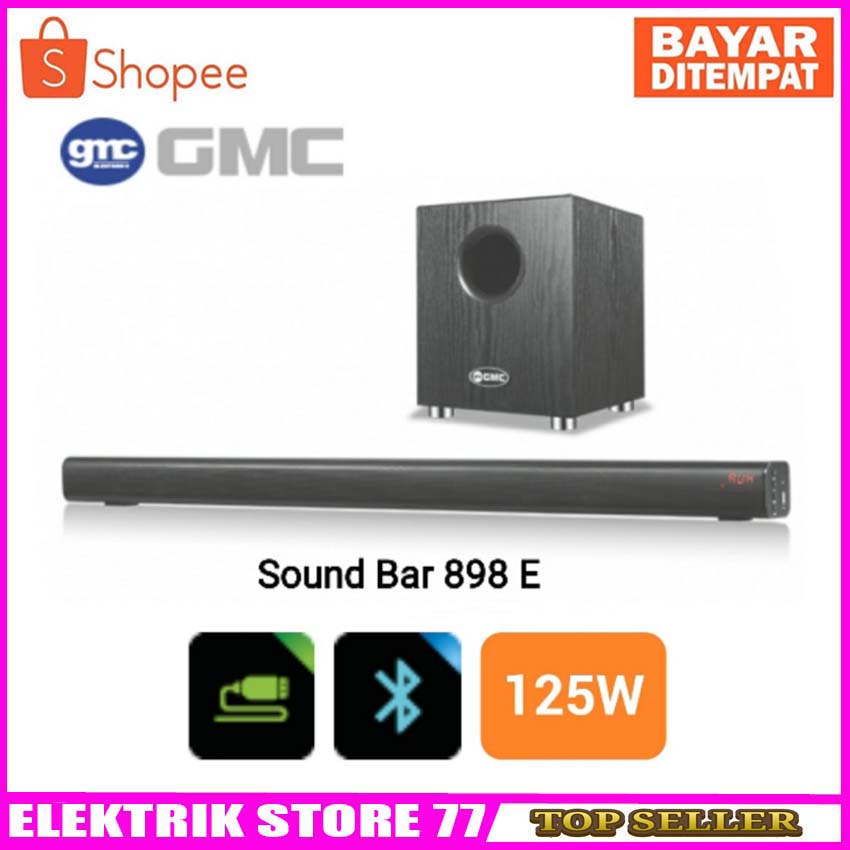 Soundbar Home Theater Bluetooth 8 Inch GMC 898E Speaker Bluetooth AV USB SD Card Optic FM Radio