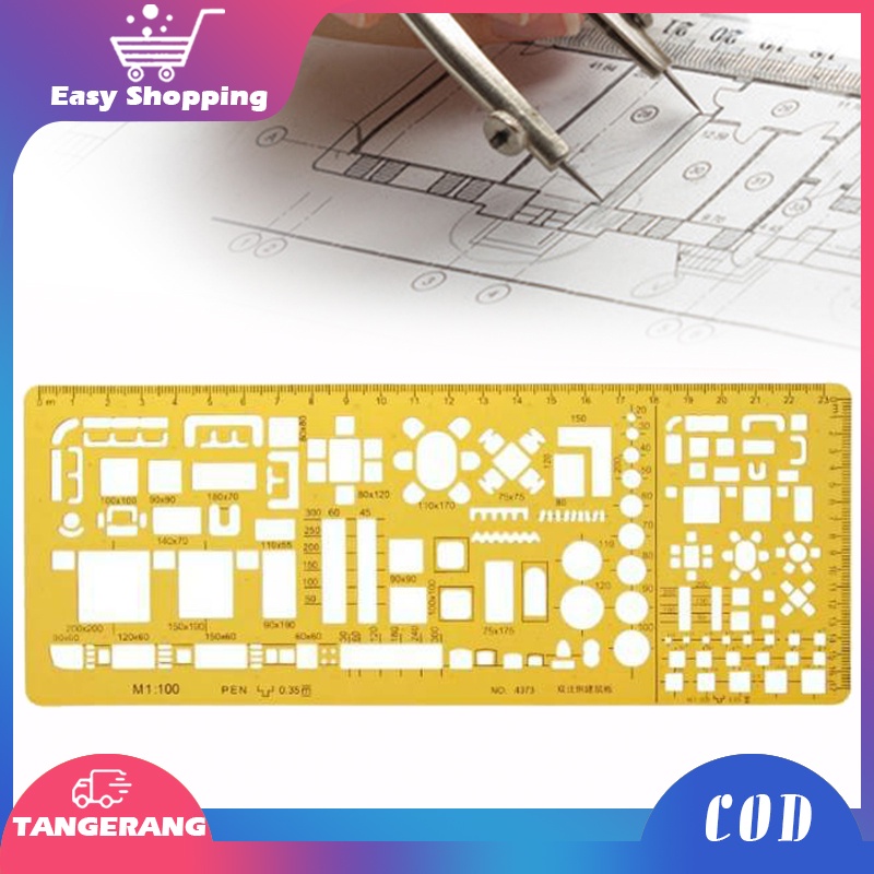 Penggaris Sablon Mal Mebel Furniture Penggaris Template Arsitektur Skala 1:100 1:200 Jinsihou 4373