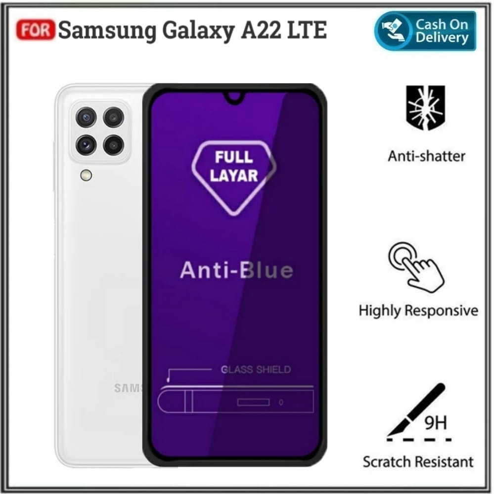 Tempered Glass Samsung A22 LTE A22 4G LTE A22 5G A22 4G Anti Blue Light 10D Anti Gores Kaca