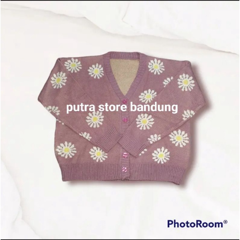 Cardigan rajut tebal motif bunga//atasan rajut wanita