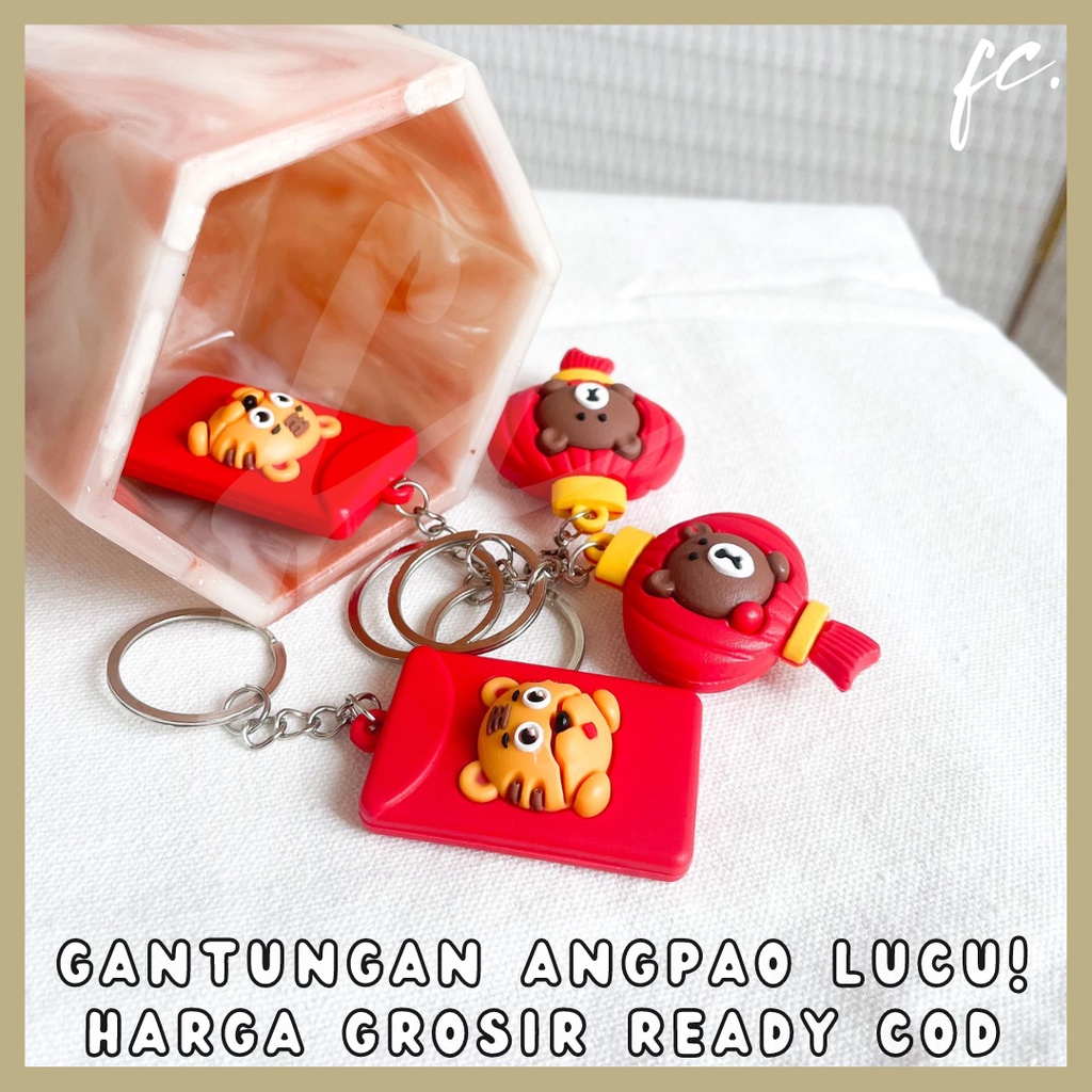 Gantungan Kunci / Rubber Keychain Angpao Hongbao Amplop Merah Imlek Sincia Shio Macan Tiger Harimau 