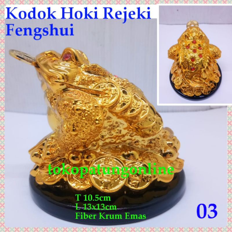 Patung Kodok Fengshui Emas Krum 03 Jumbo