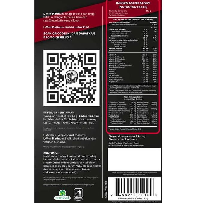 578G46F8Ih- L-Men Platinum Choco Latte Sachet (25Gr Protein)