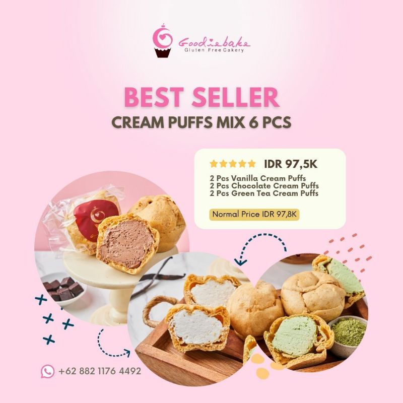 

BEST SELLER CREAM PUFF MIX 6 PCS