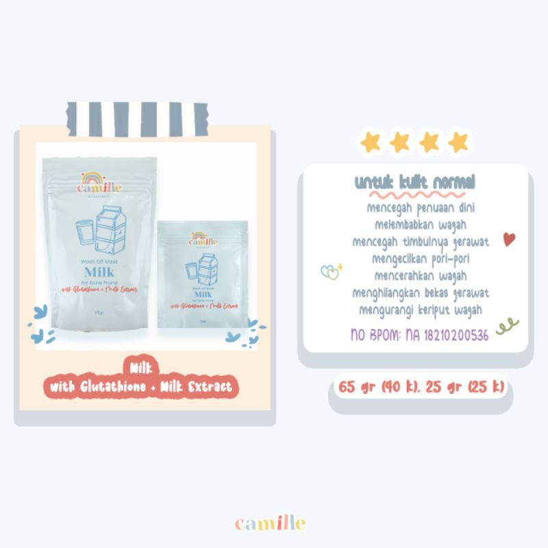 [RESS RESMI] CAMILLE BEAUTE BPOM / Masker Camille Beauty Masker Wajah BPOM TERLARIS-MILK