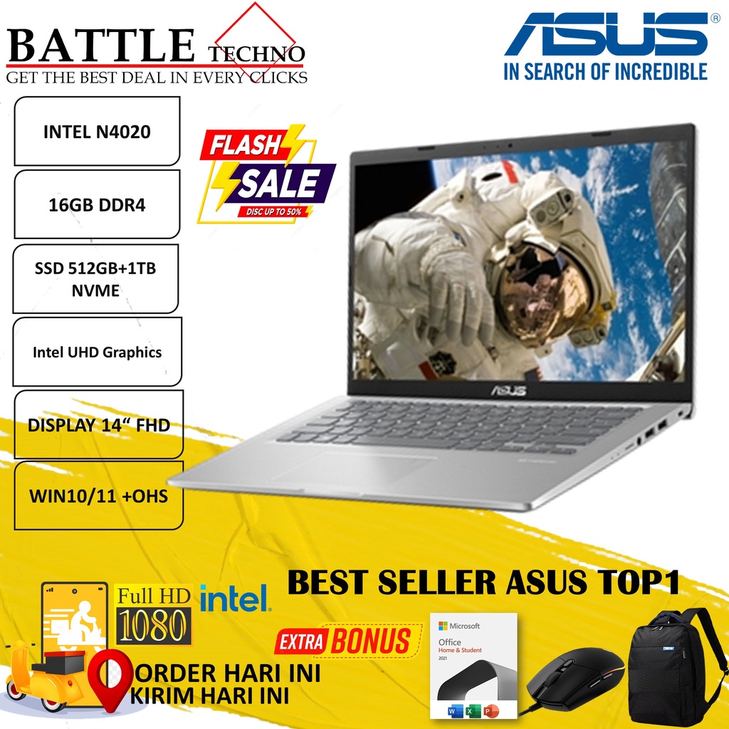 LAPTOP DESAIN ASUS EXPERTBOOK MURAH INTEL N4020 16GB 512GB FHD WIN10HOME OHS  SLATE GREY TERLARIS