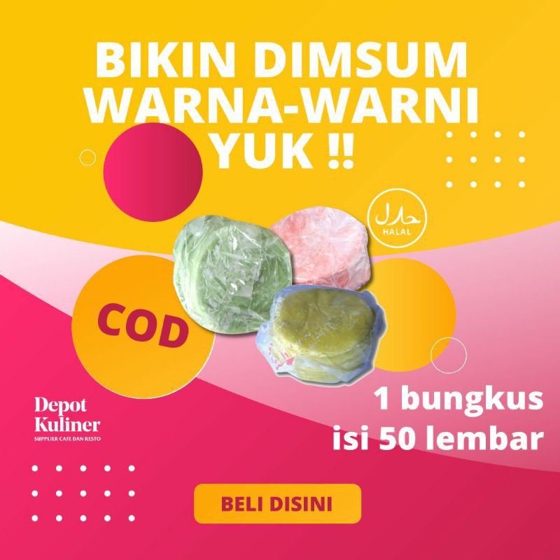 Kulit Dimsum Pelangi Warna Warni Bulat isi 50Lembar