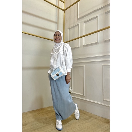 set rok prisket kemeja linen putih terbaru