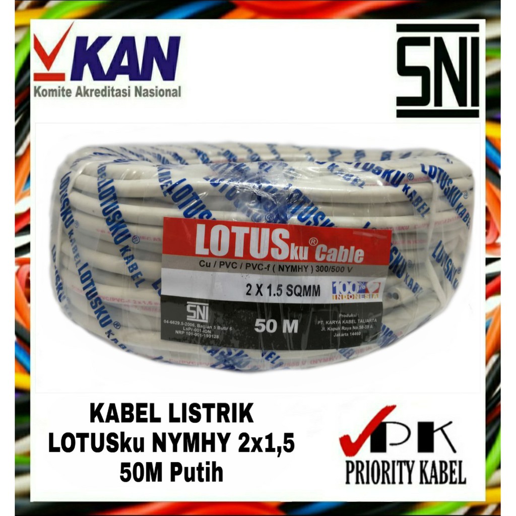 Kabel Listrik Serabut LOTUSku NYMHY 2x1,5 2x1.5 50meter (50m)