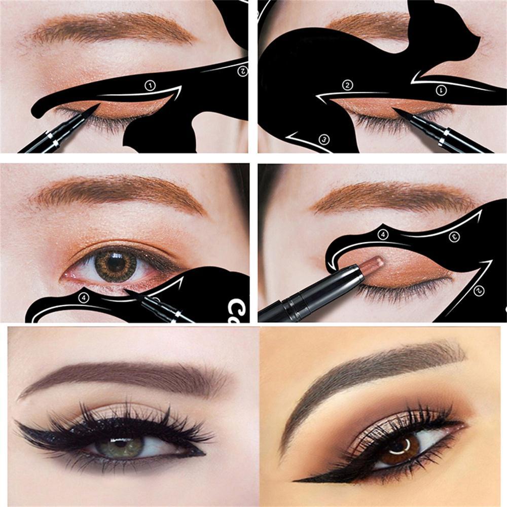 Top 1pasang Eyeliner Card Kosmetik Smokey Cat Eyeliner Stensil