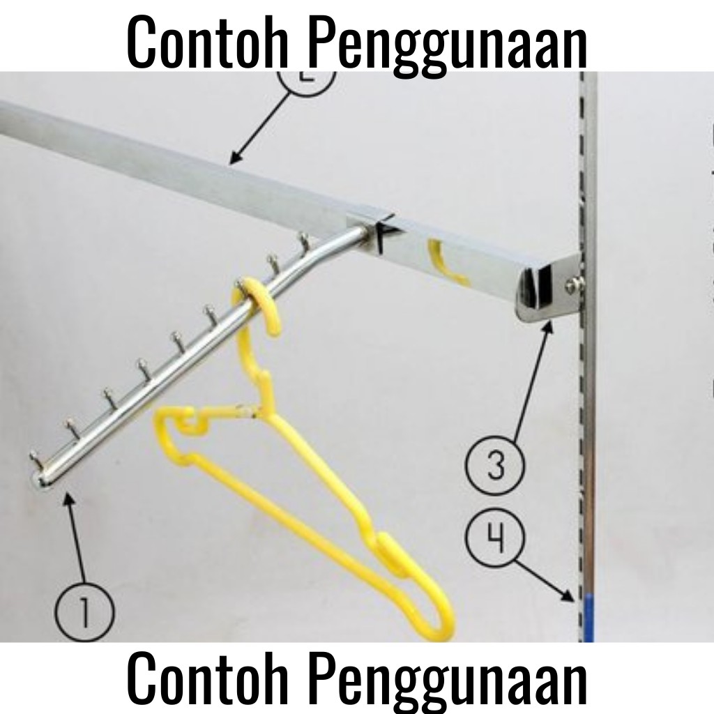 Hanger Suling Plastik Hitam Kotak 6 Titik Paku Gantungan Baju Display Toko