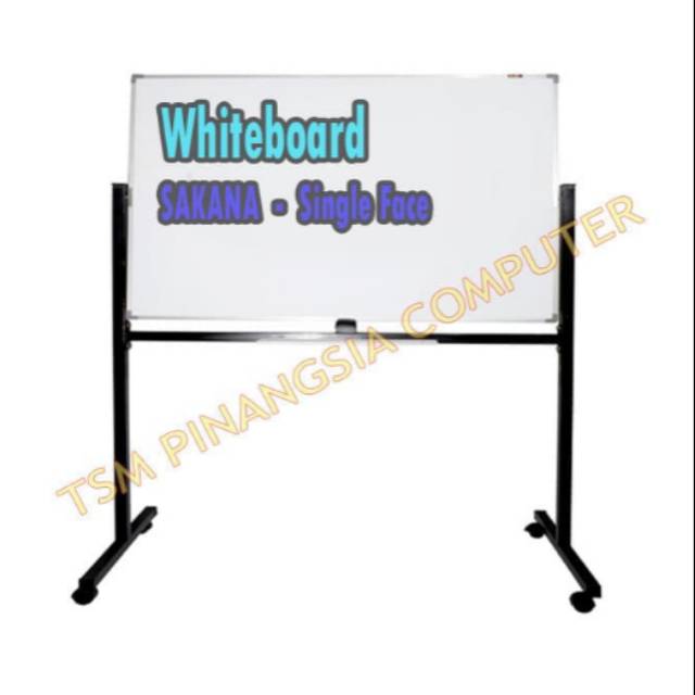 

Whiteboard sakana 60x120cm white board single face kaki roda