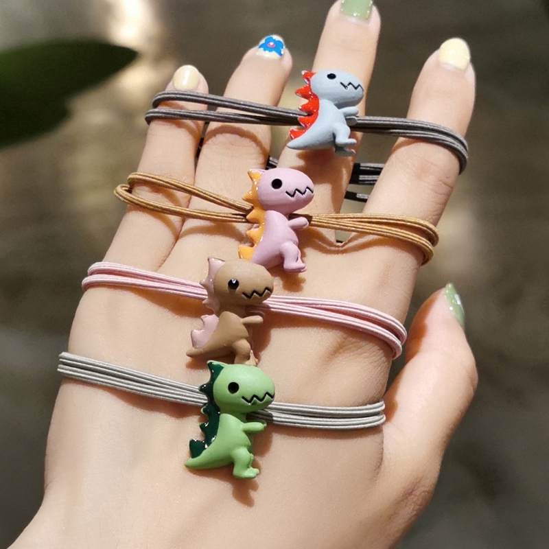 [Fashion Cute Mini Dinosaur Hair Ring Ropes] [ Korean INS Style Elastic Rubber Bands]  [ Girls Daily Basic Hair Ties ]