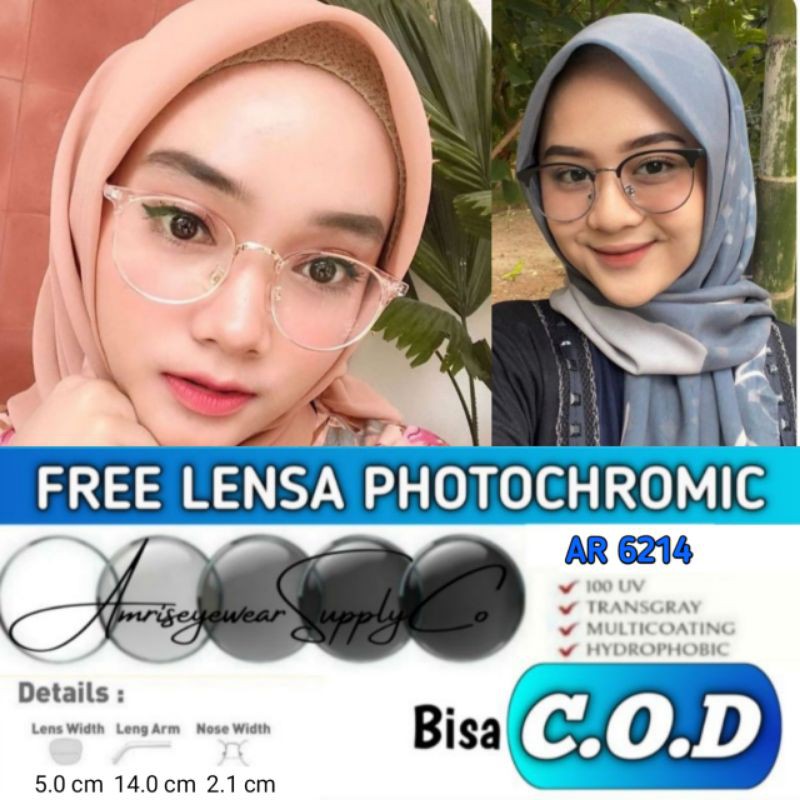 Kacamata anti radiasi blueray Photocromic Bluecromic terbaru 6214 Lensa standard optik