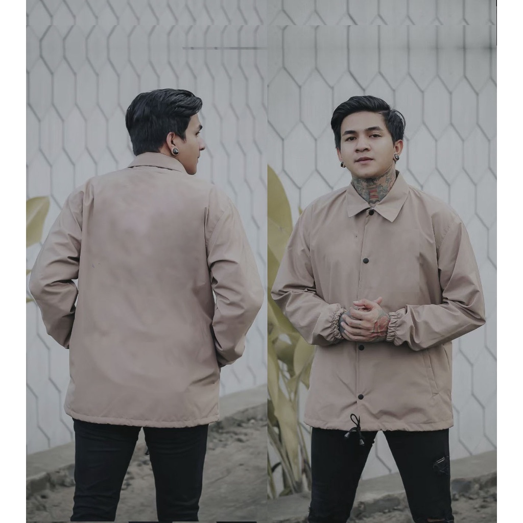 Coach erigo Jacket remaja Apparel NAGA jepang jaket pria wanita jacket murah distro remaja kekinian terbaru jeket perasut-polos cream