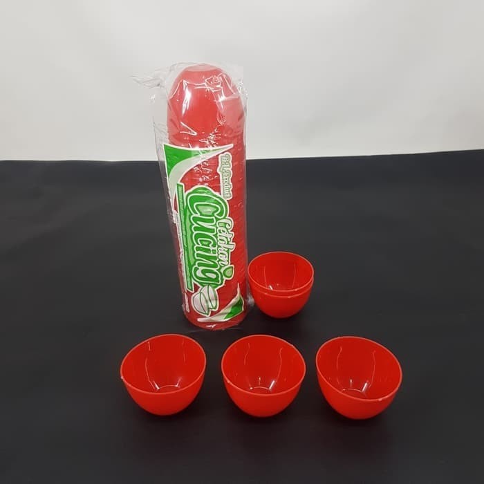 Cetakan Plastik Kue Kukus Puding Agar Talam Bulat Cucing MERAH KECIL BESAR