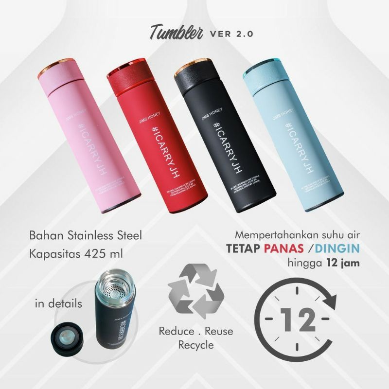 Tumbler versi 2 Jims honey / JH / termos air panas / tahan panas) tahan lama