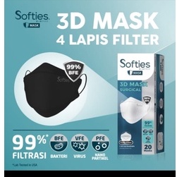 Masker Softies 3D Surgical 4 Ply isi 20 Pcs