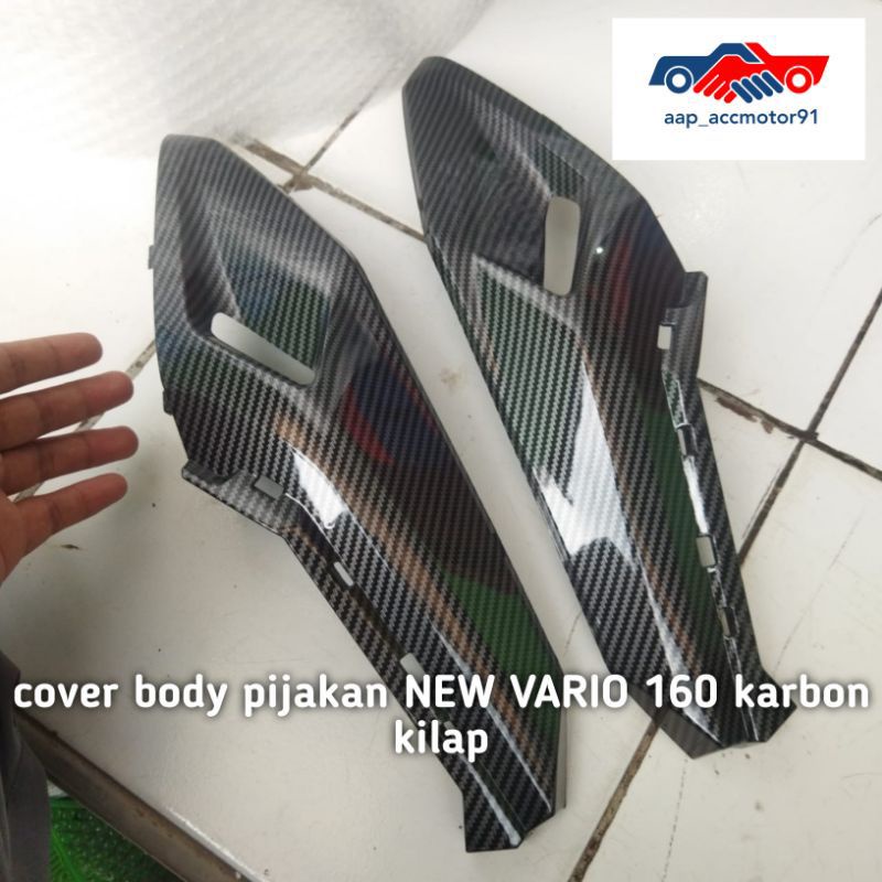 COVER BODY PIJAKAN KAKI NEW VARIO 160 MOTIF CARBON KILAP