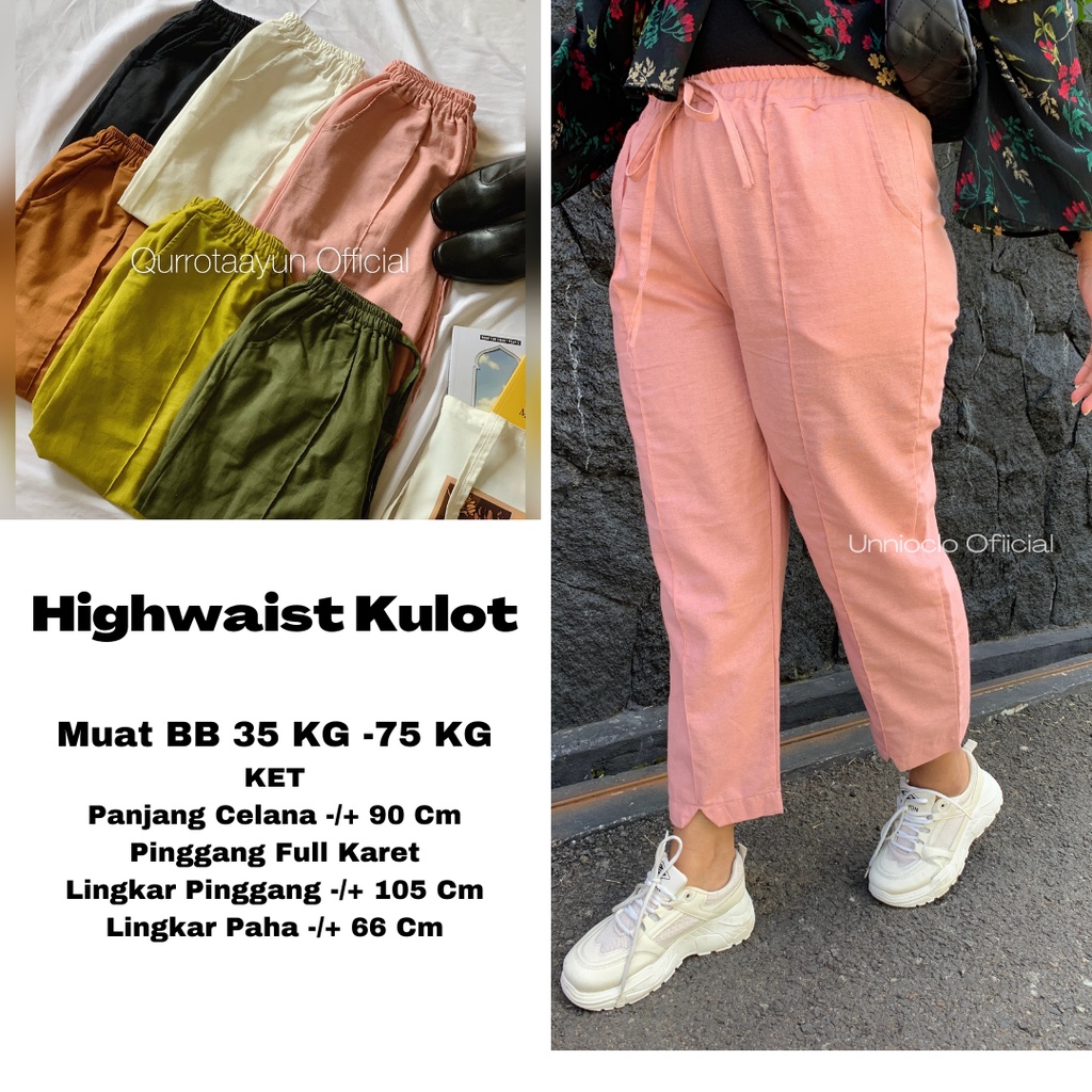 Jumbo Highwaist Kulot Linen Premium BB 35-75Kg / Seoul Linen Kulot / Celana Kulot Wanita