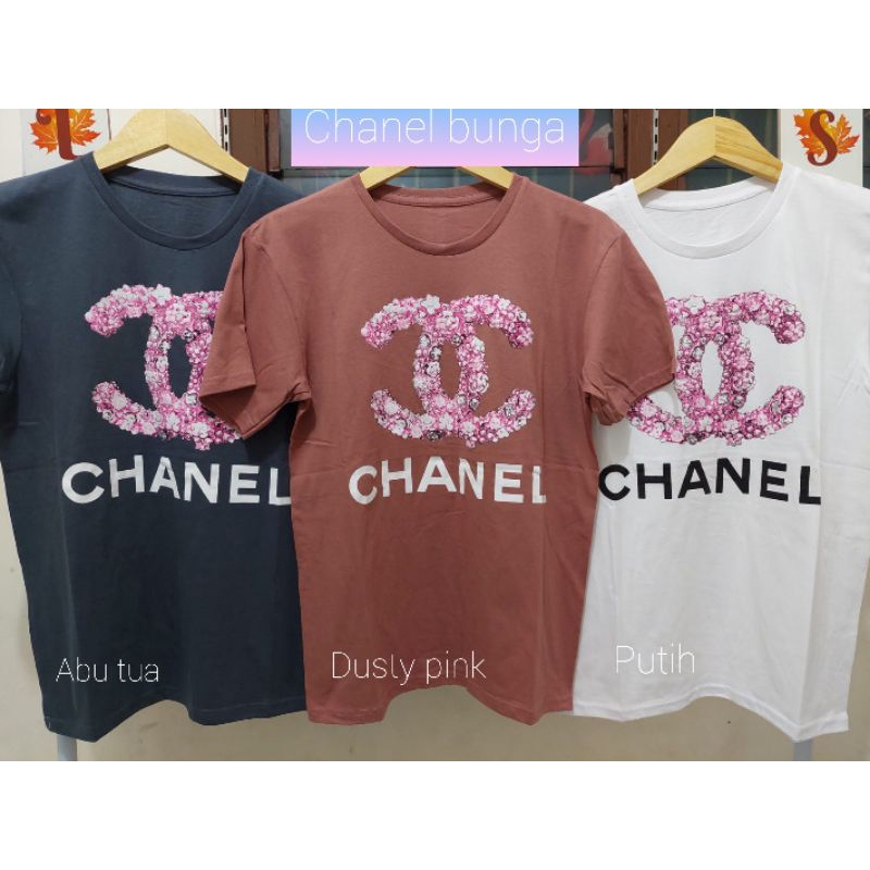 NEW KAOS CHANEL BUNGA / KAOS KATUN WANITA / KAOS MURAH