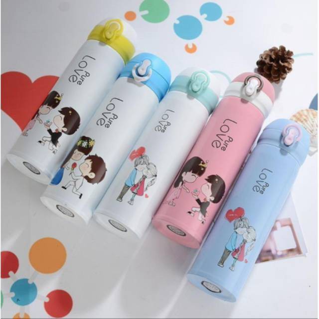 Termos Botol Kartun Love Tahan Panas Kapasitas 500 ml