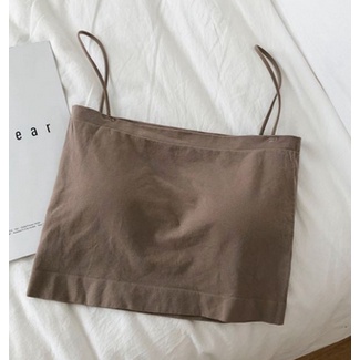 •OKEY BELI•BR513 Tanktop Bra With Cup Tank top Basic Wanita Square spaghetti Crop top COD-COKLAT