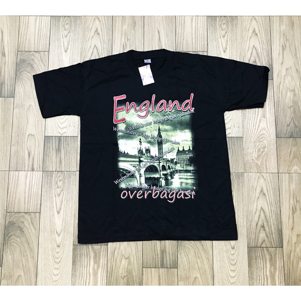 KAOS INGGRIS HITAM ENGLAND SOUVENIR UNISEX / KAOS MURAH INGGRIS