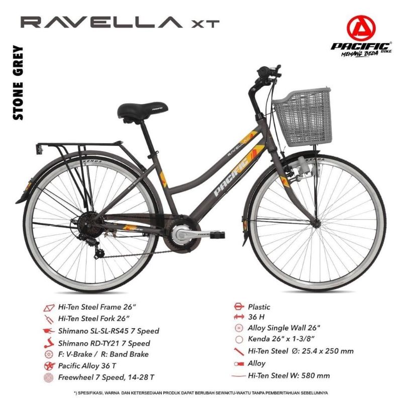Sepeda City bike 26" PACIFIC RAVELLA XT operan shimano 7 speed
