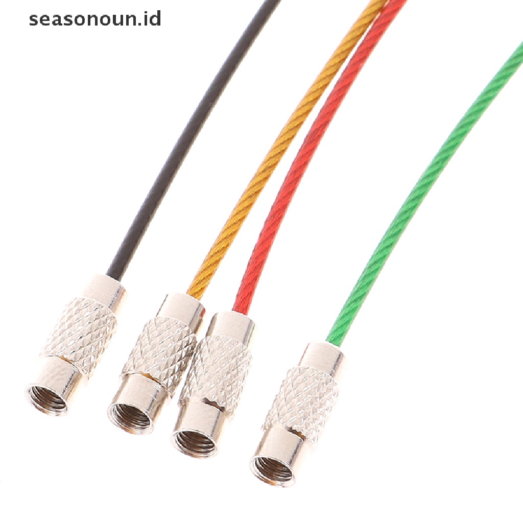 【seasonoun】 10Pcs Stainless Steel Keychain Rope Wire Cable Loop Screw Lock Gadget Ring  .