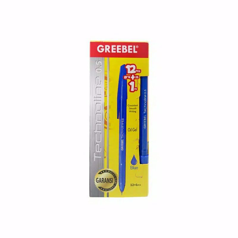 

Jual Pulpen Greebel ballpen technoline 0,5 biru 1 pack isi 12 pcs