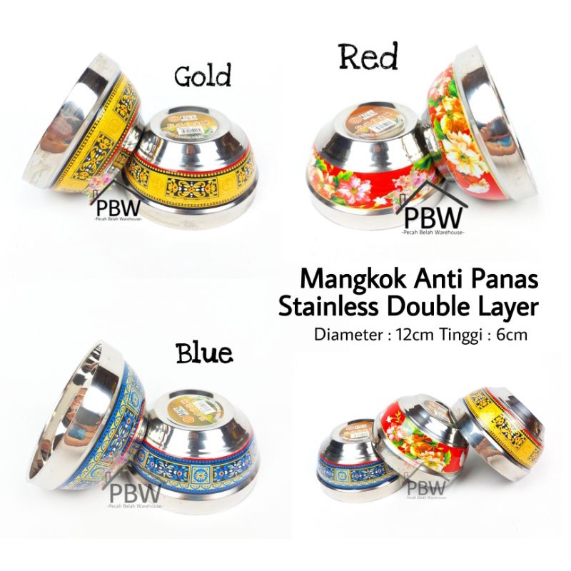 Mangkok Anti Panas Stainless Motif / Mangkok Double Layer Stainless / Mangkok MPASI