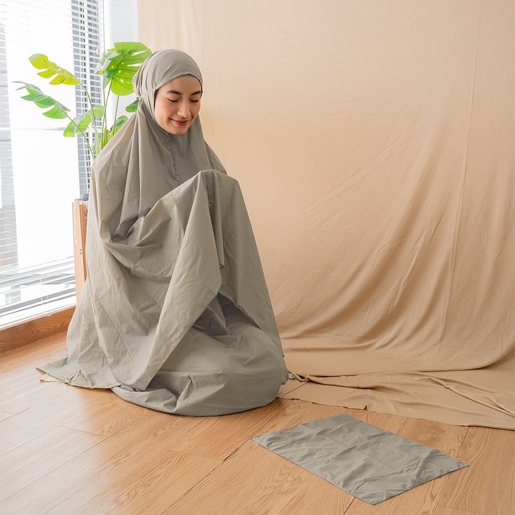 Alif Modern Wear - Mukena Mini Parasut Premium Korea Travel - Oyster Gray