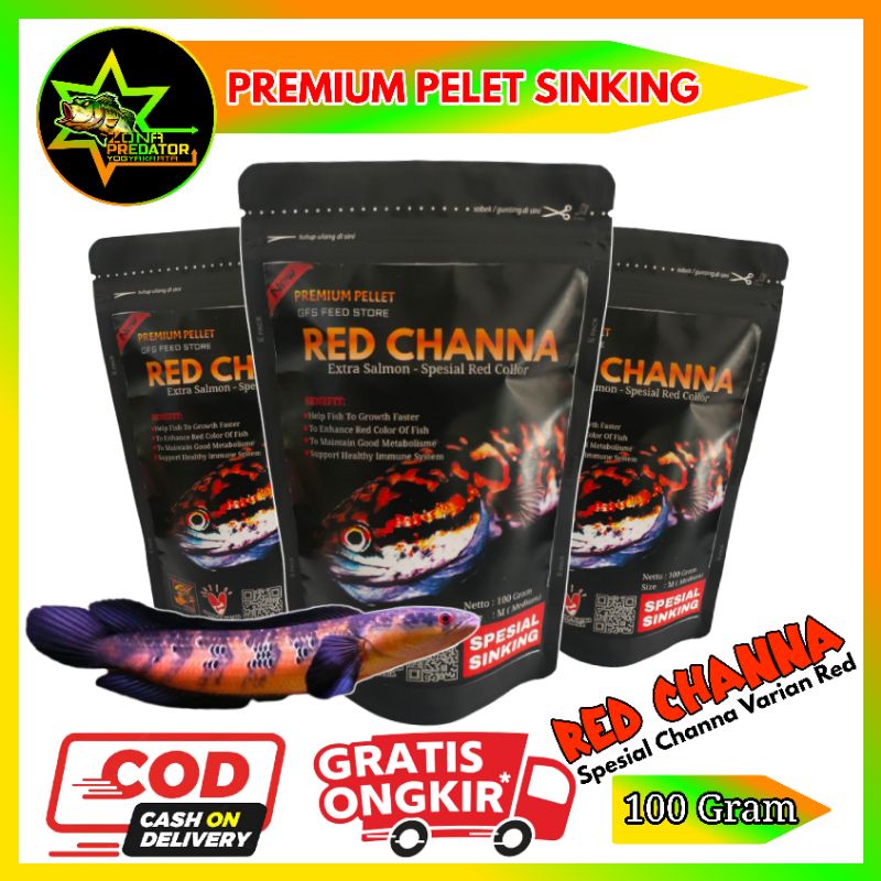 Pelet Red Channa Sinking 100 Gram Original GFS