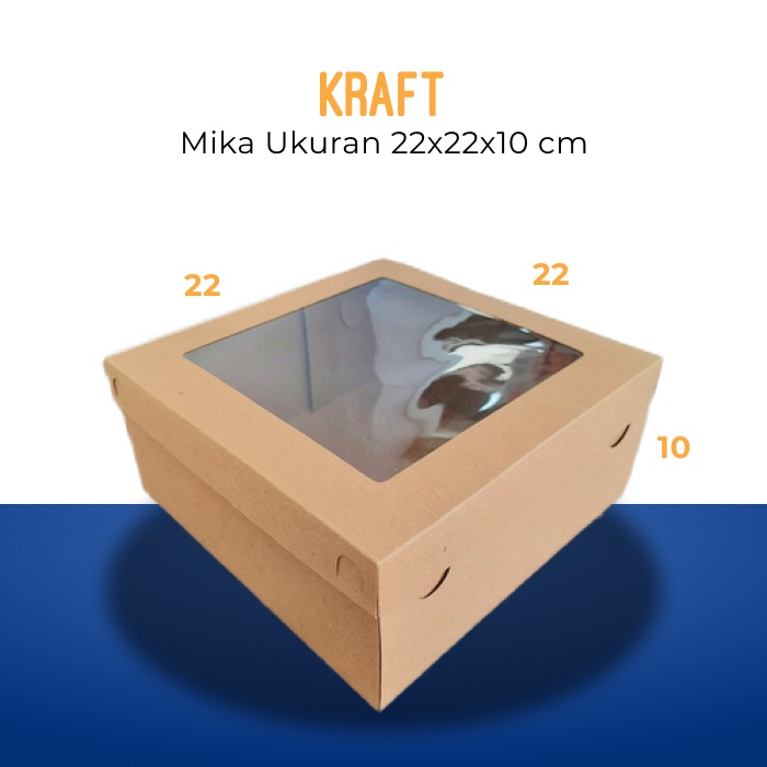 

Kotak Kue Kraft ( 22 x 22 x 10 cm ) Mika Kardus Box Dus Kue Cake Tart