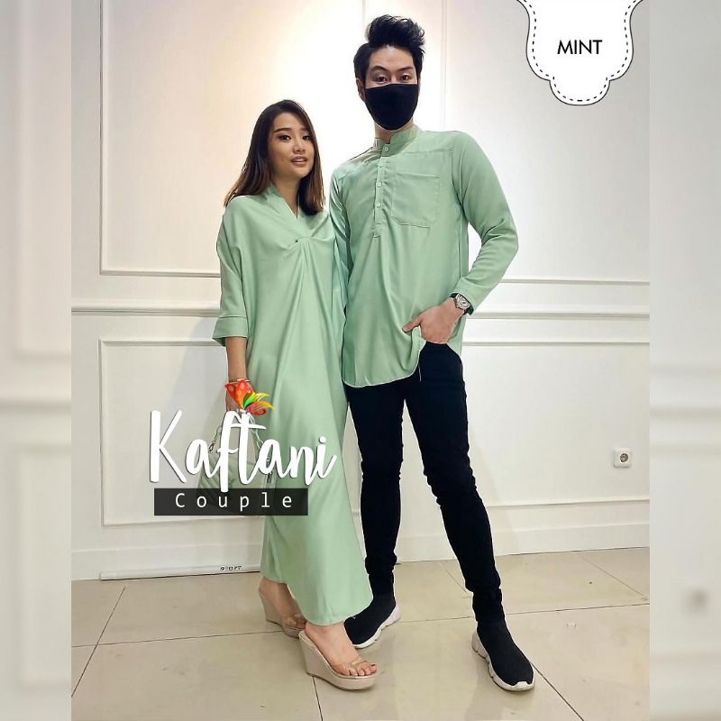 Gamis couple KAFTANI /Sarimbit Idul Fitri Keluarga /Gamis Couple lebaran 2022 / gamis couple terbaru