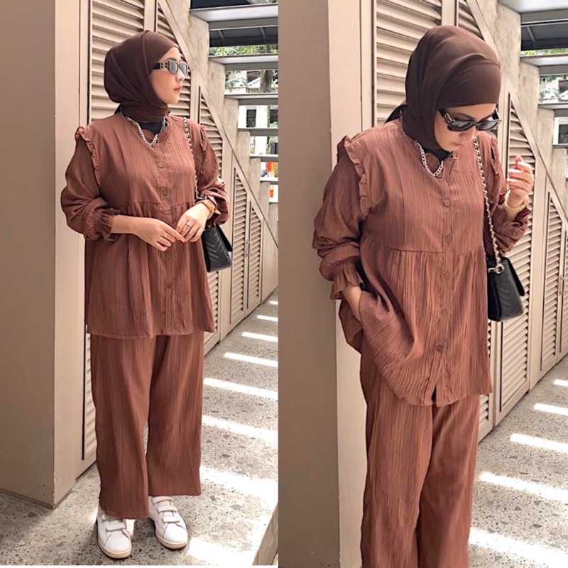 BRIANA LADYCRUSH SETCEL STELAN CRINKLE JUMBO XXL MURAH KANCING OOTD GROSIR