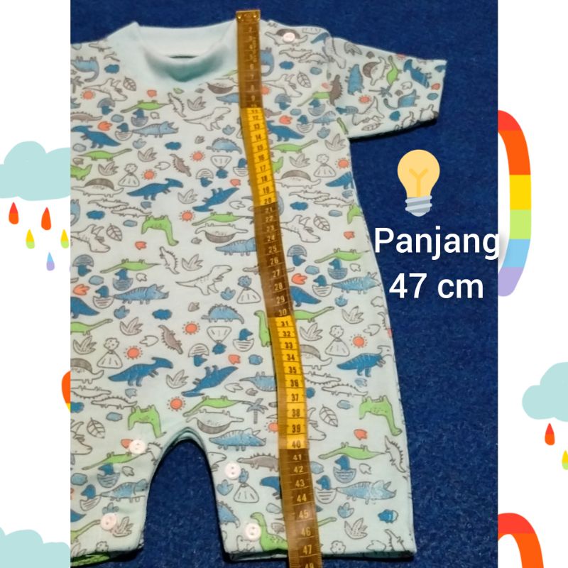 Romper Bayi Pendek Motif Sablon Dino