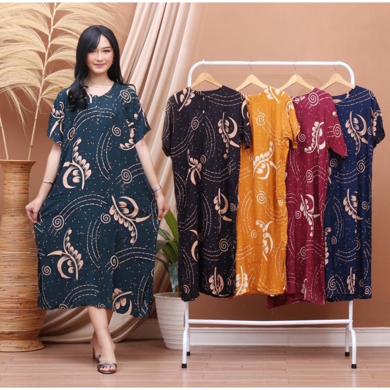 DASTER JUMBO BIG SIZE WANITA LD 120 KANCING DEPAN BUSUI DASTER ANDIN BUNGA BUNGA MOTIF TERBARU DASTER SANTUNG BAHAN ADEM HARIAN RUMAHAN BAJU TIDUR JUMBO WANITA DEWASA