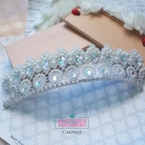 [BISA COD] AKSESORIS PENGANTIN HAIRBAND MAHKOTA WEDDING CROWN CMP003