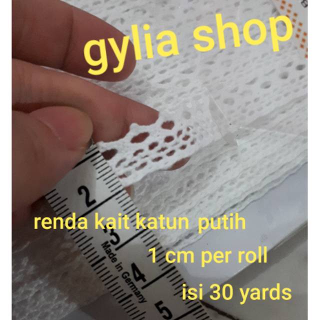 Renda Kait Putih kecil / Renda kecil per roll / Aplikasi Baju  / Pinggiran Baju / Mukena