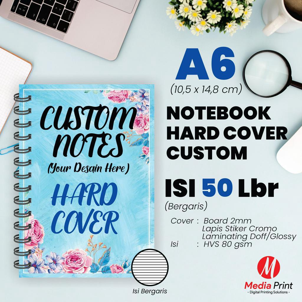 

Notebook Custom Hardcover Spiral A6 Bergaris/ Block Note / Souvenir 50 lbr (100 Halaman)