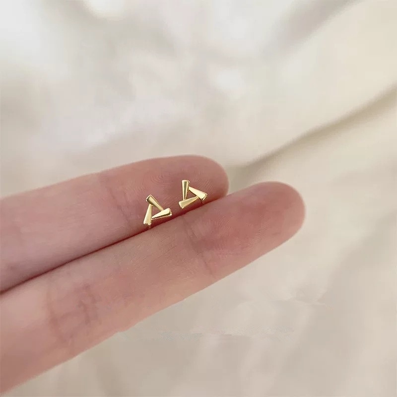 We Flower S925 Silver Geometric Deer Antler Fish Butterfly Stud Earrings for Women Girls-type K gold