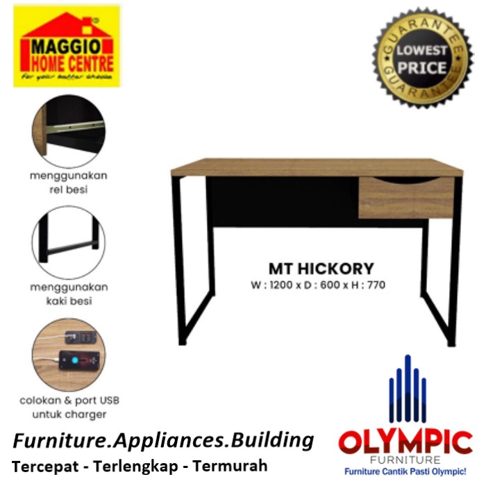 MEJA KERJA KANTOR - MEJA BELAJAR - MT HICKORY - OLYMPIC