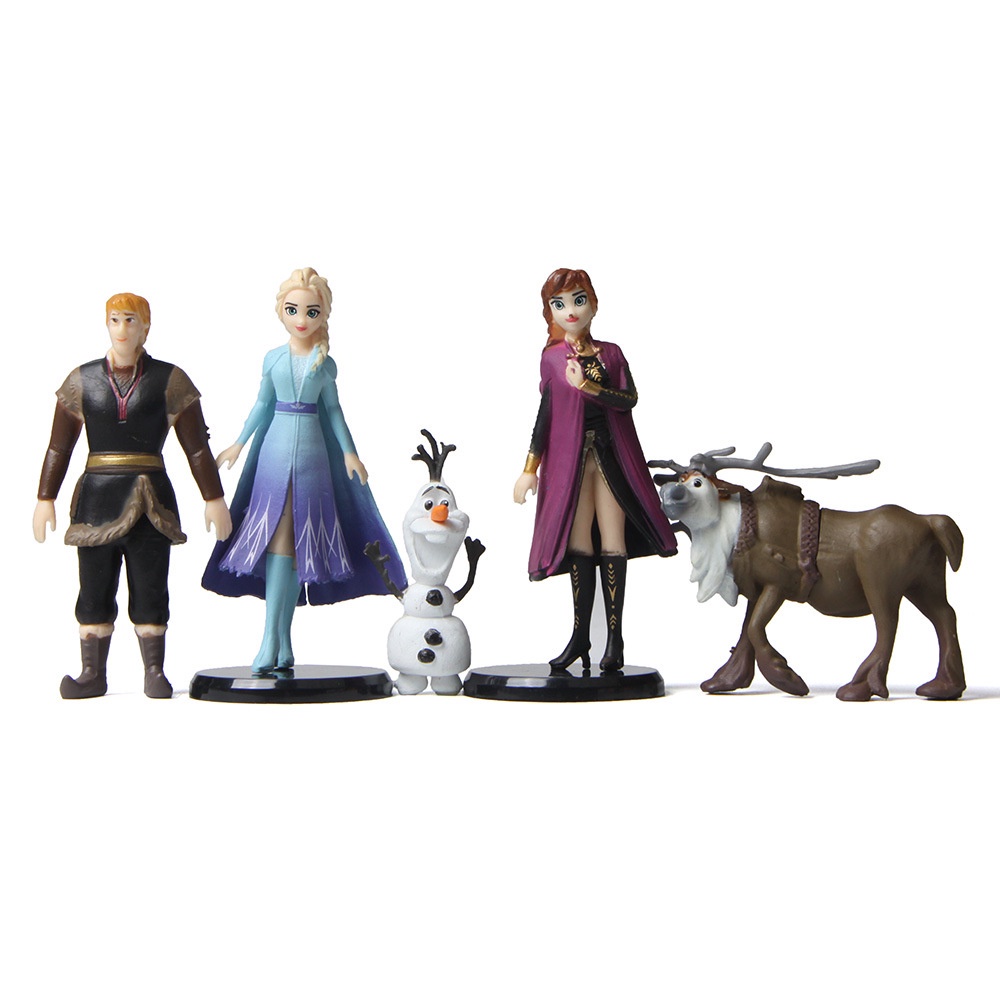 5 Set Mainan Action Figure Disney Princess Elsa Anna Frozen Snow Queen Bahan PVC Untuk Dekorasi Kue